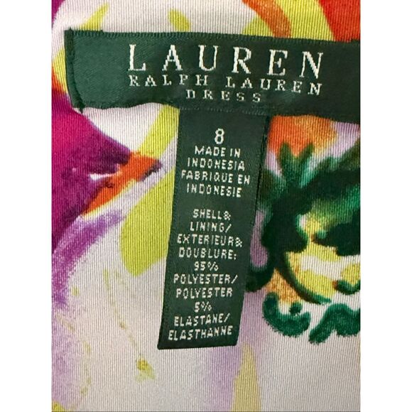 Lauren Ralph Lauren  Faux Wrap Ruched Poppy Floral Jersey Dress SZ 8 NWT - Picture 14 of 15
